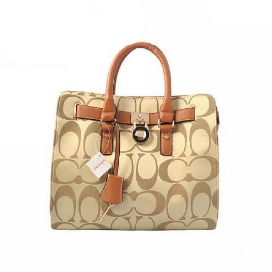 Coach Lock Medium Khaki Totes AOP | Women